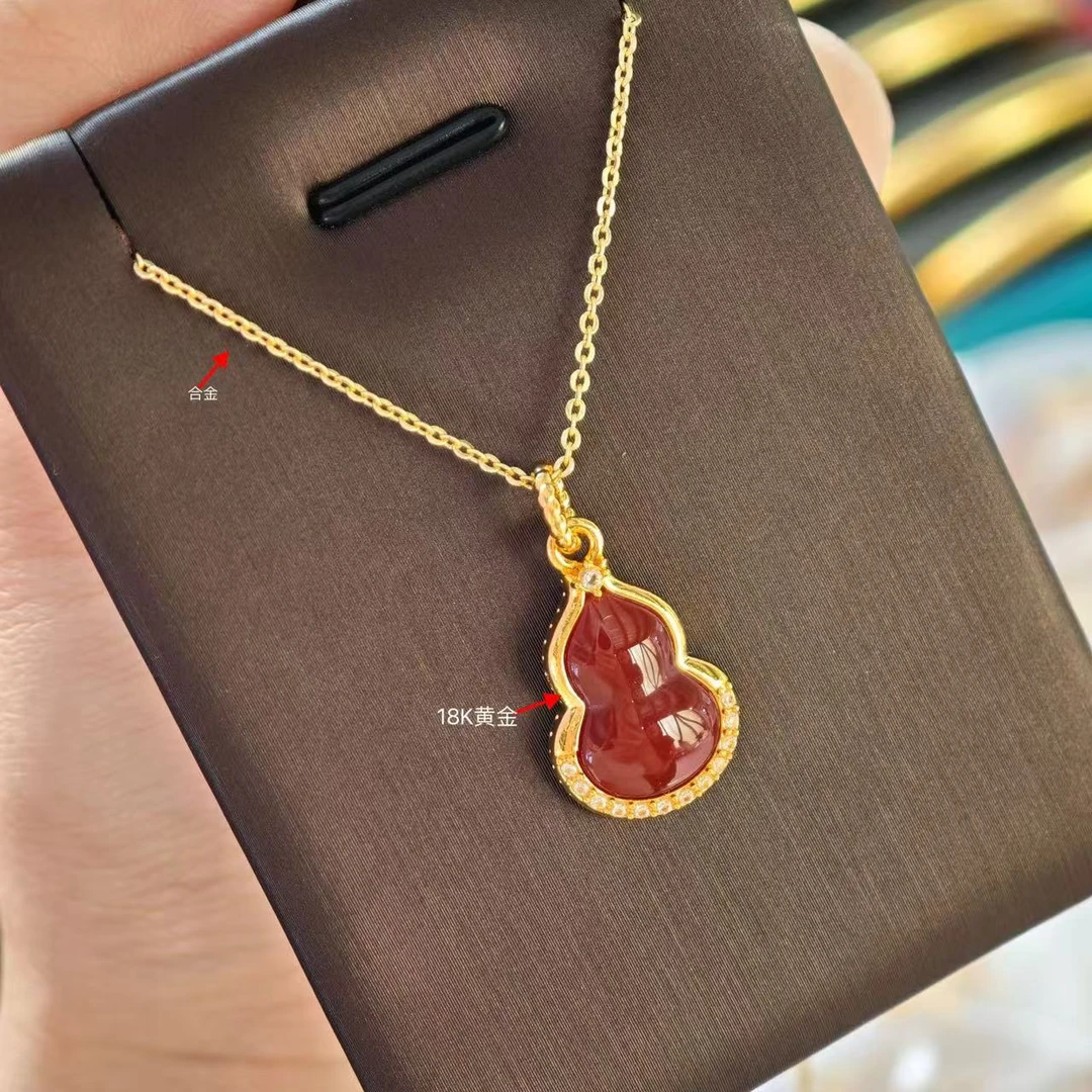 18K黄金饰品 镶嵌工艺葫芦配饰 经典时尚百搭 18k黄金