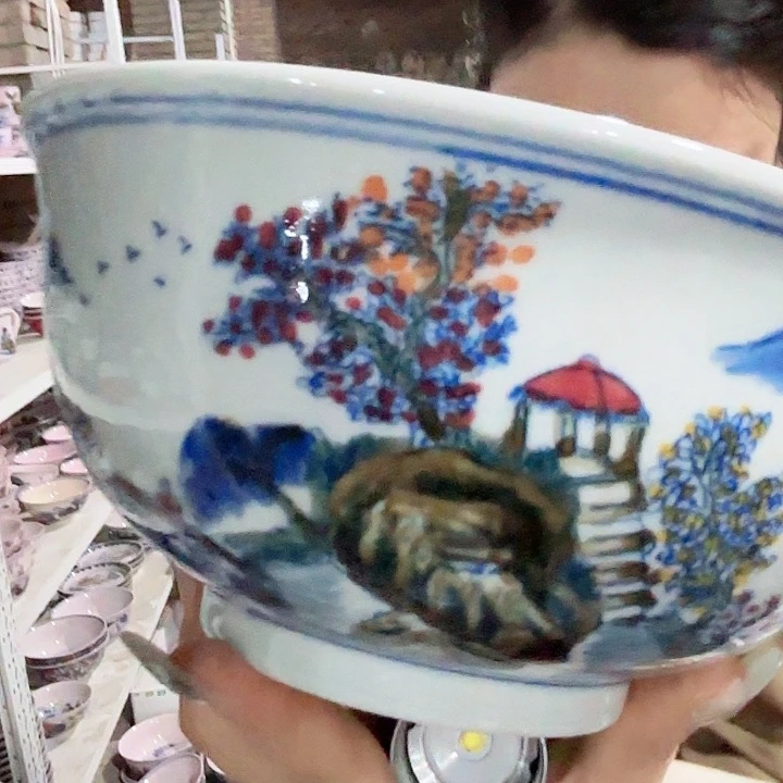 其他陶景德镇高温陶瓷绿希希8寸碗看画片