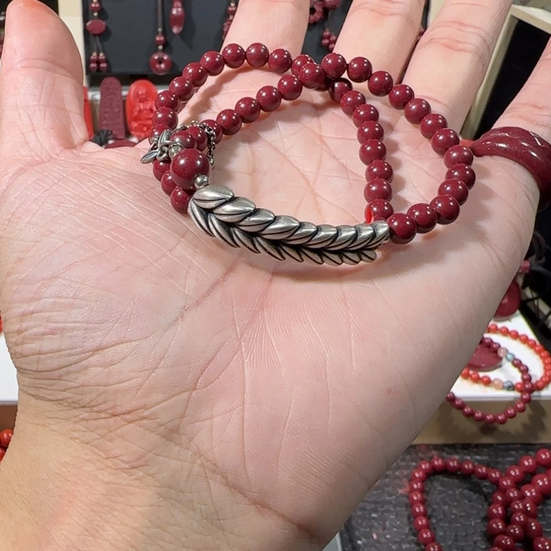 含辰砂工艺品双圈麦穗紫金砂银