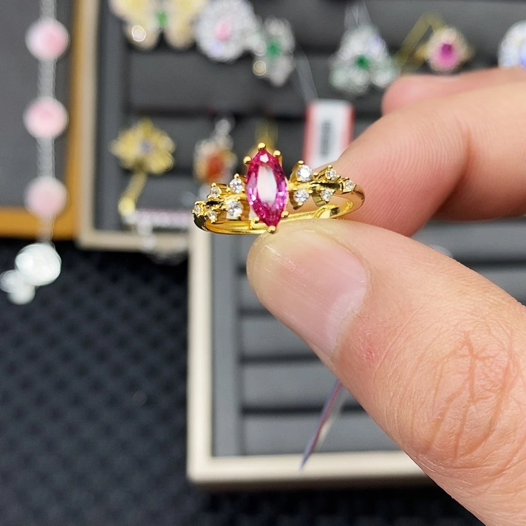 尖晶石戒指银S925镶嵌