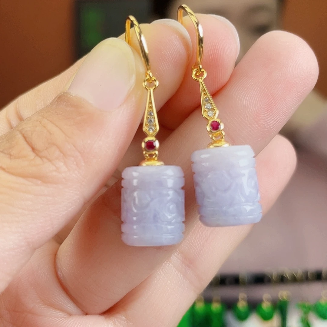 翡翠银S925镶嵌耳饰