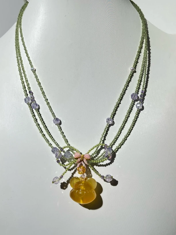 蜜蜡小熊项链公主链