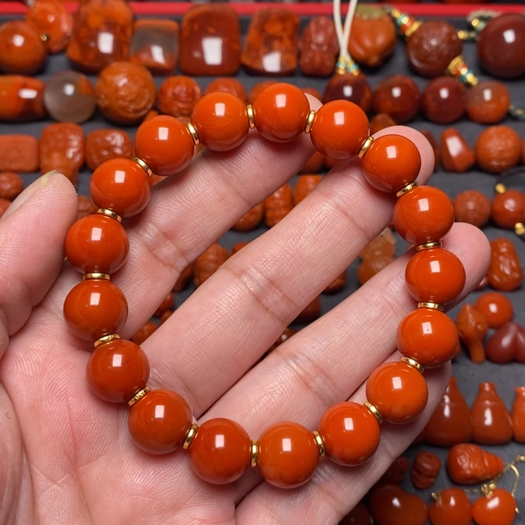 南红玛瑙锦红手串未镶嵌