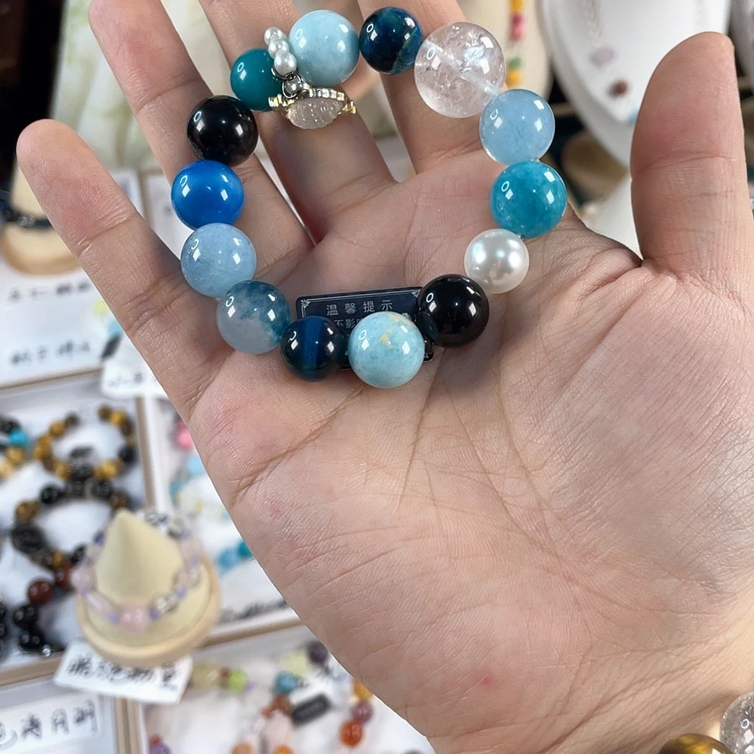 水晶手链银S925镀金镶嵌