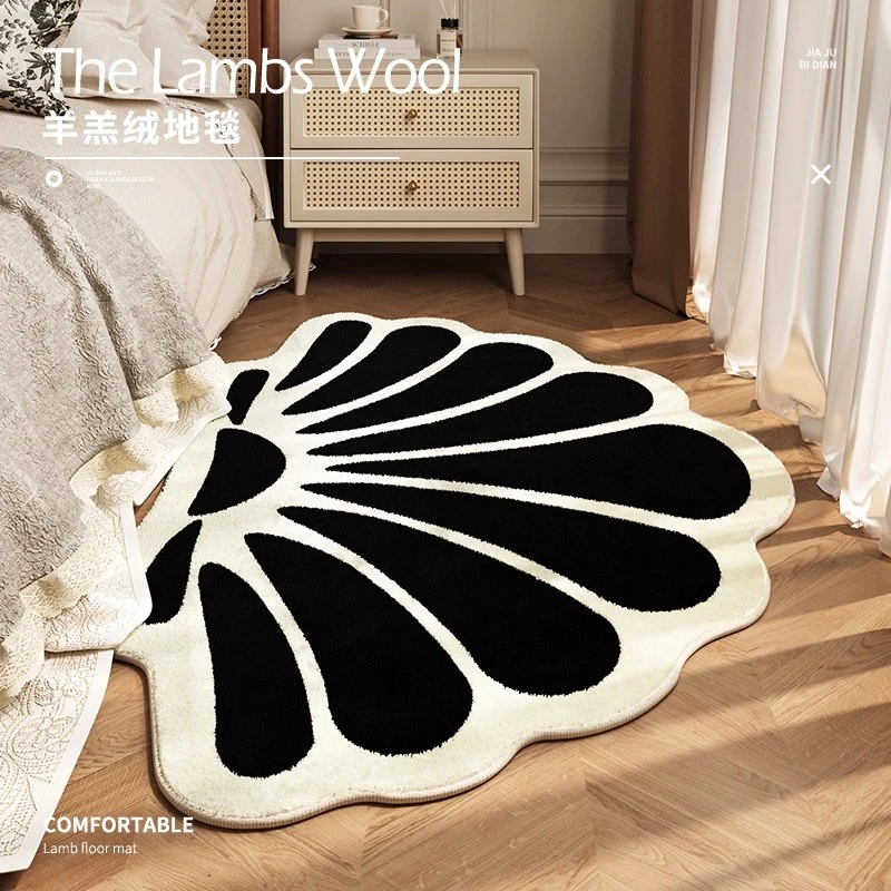 卧室异形轻奢床边毯主卧房间少女高级色地毯床尾防摔可机洗小地垫