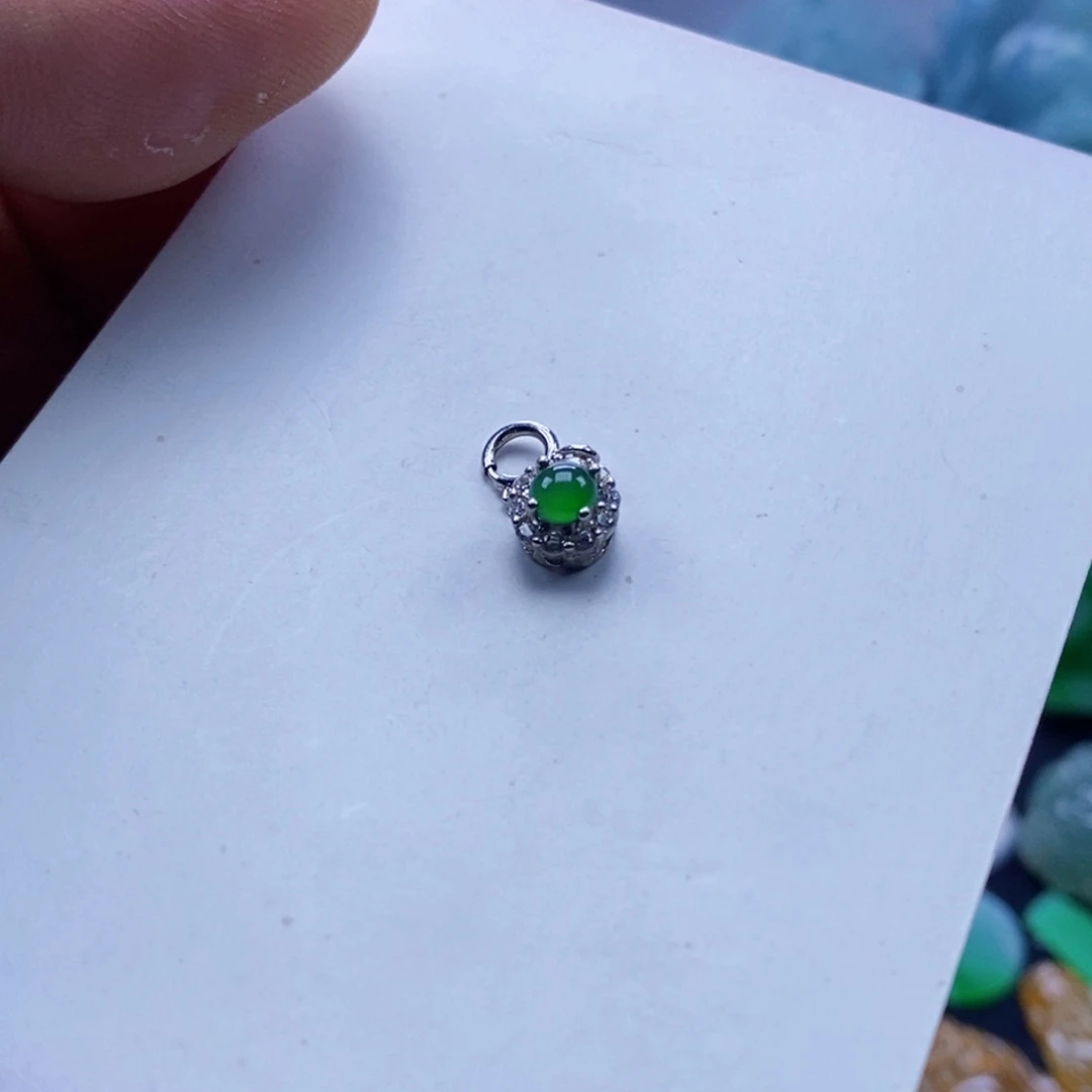 翡翠银S925镶嵌吊坠(不含链)