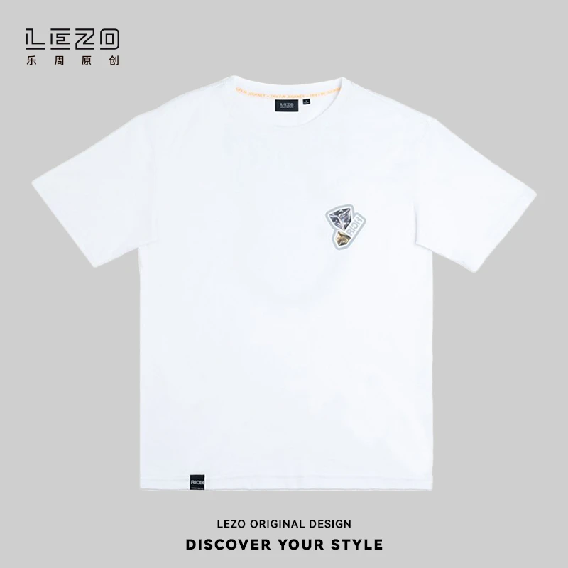 LEZO乐周原创夏季男宽松百搭oversize时尚短袖休闲经典圆领T恤