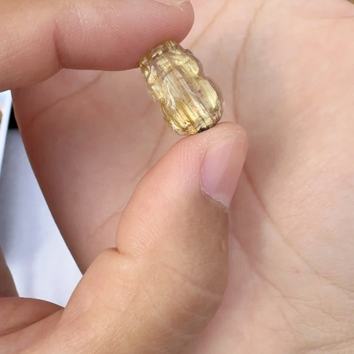 水晶单珠未镶嵌貔貅钛晶打通孔