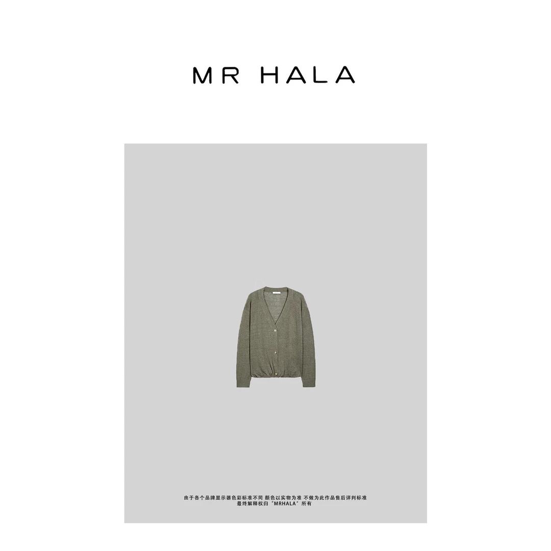 MRHALA 信德法制亚麻针织低领开衫女  LM40429
