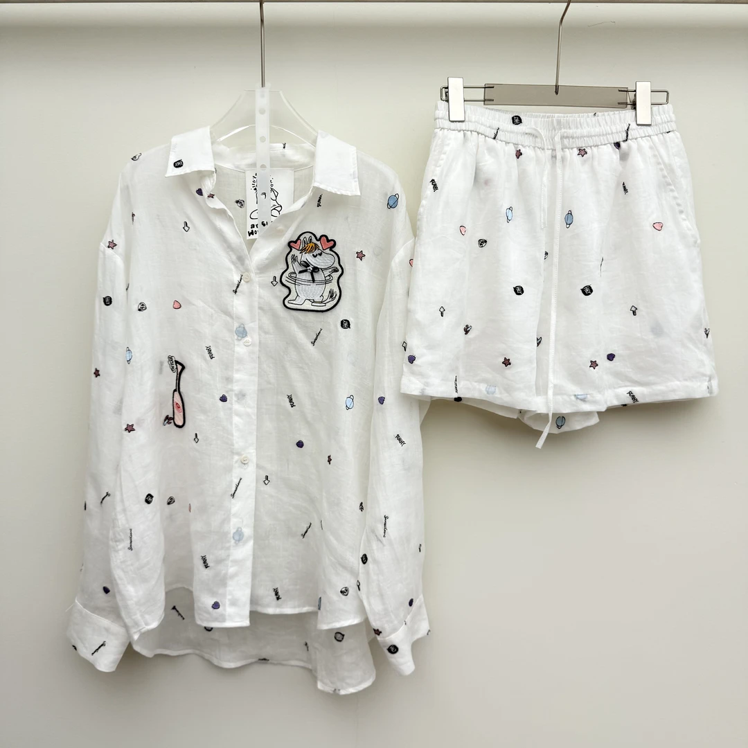 AN9.Studio︱小众设计师款麻料河马姆明套装A348