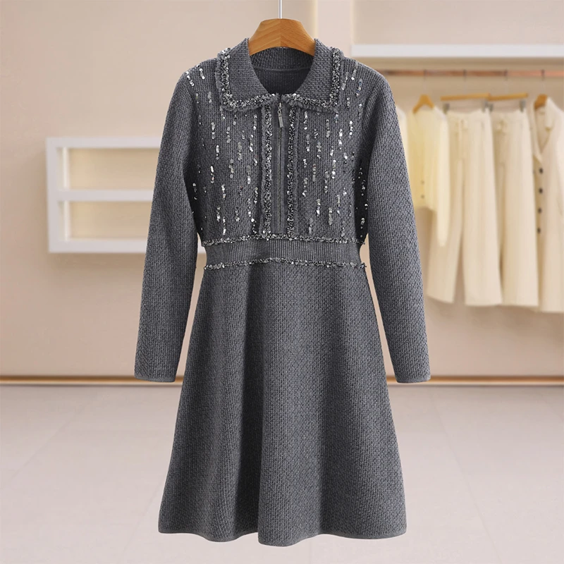 B4191-【歌】时尚百搭方领连衣裙#ZGE58L008