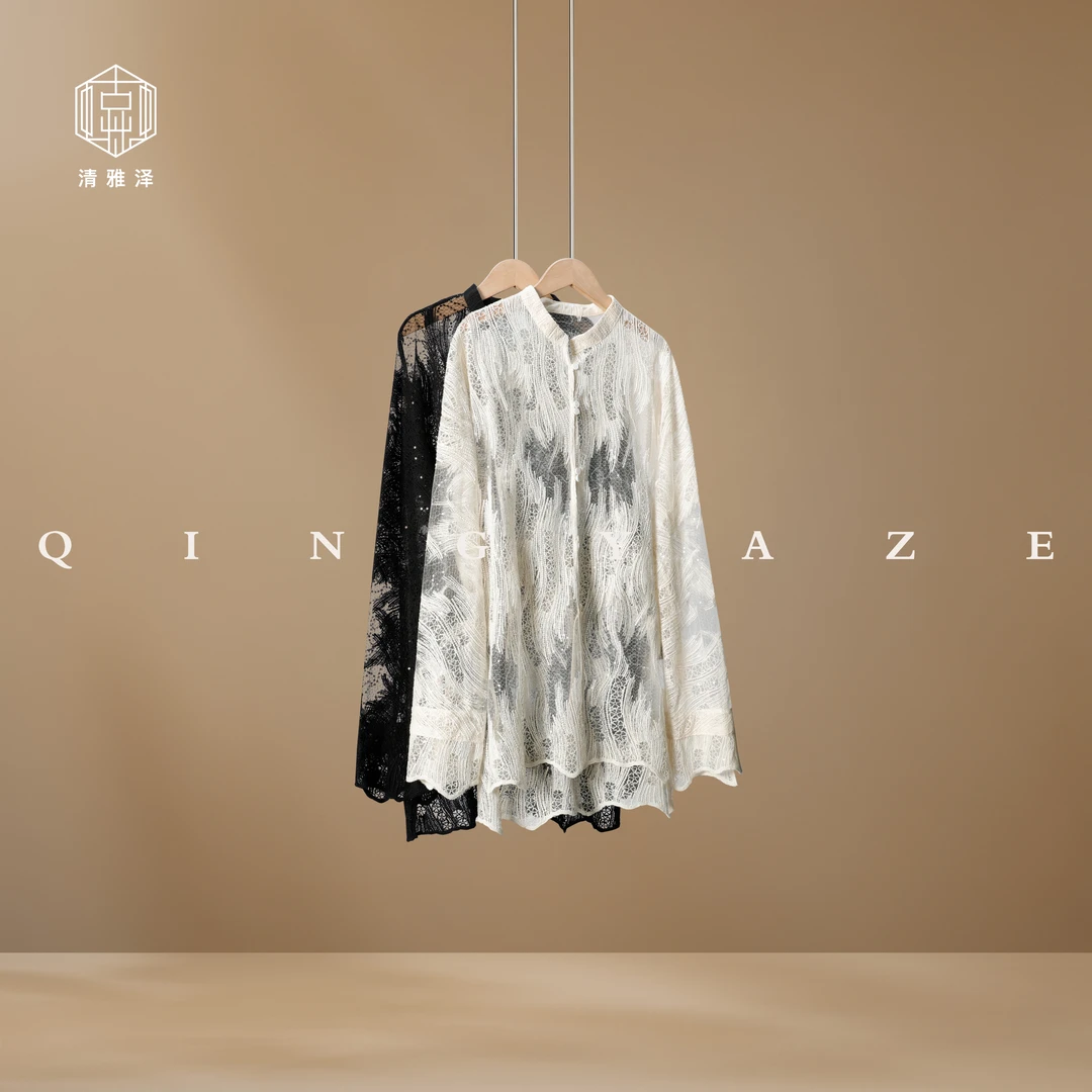 流沙翎羽！蕾丝刺绣透纱薄款衬衫！GZ5565