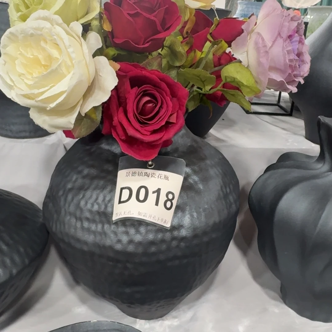 果***果摆件陶景德镇高温花瓶编码d018高33口10默认无孔