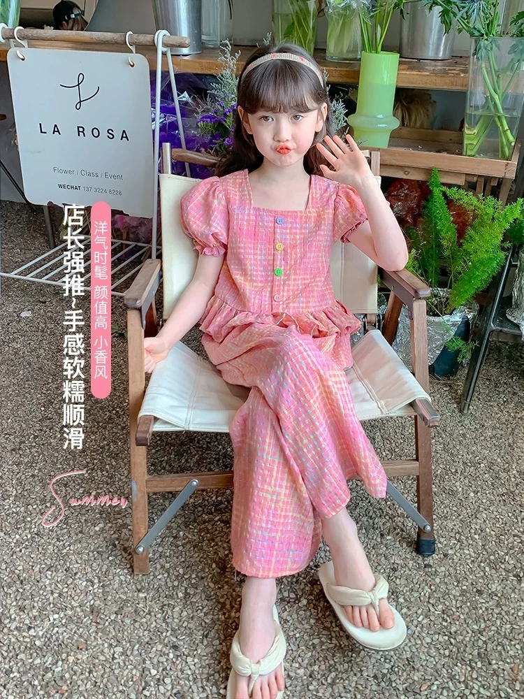 2025年女童夏季套装新款洋气儿童公主夏装背心时髦衣服小女孩两件