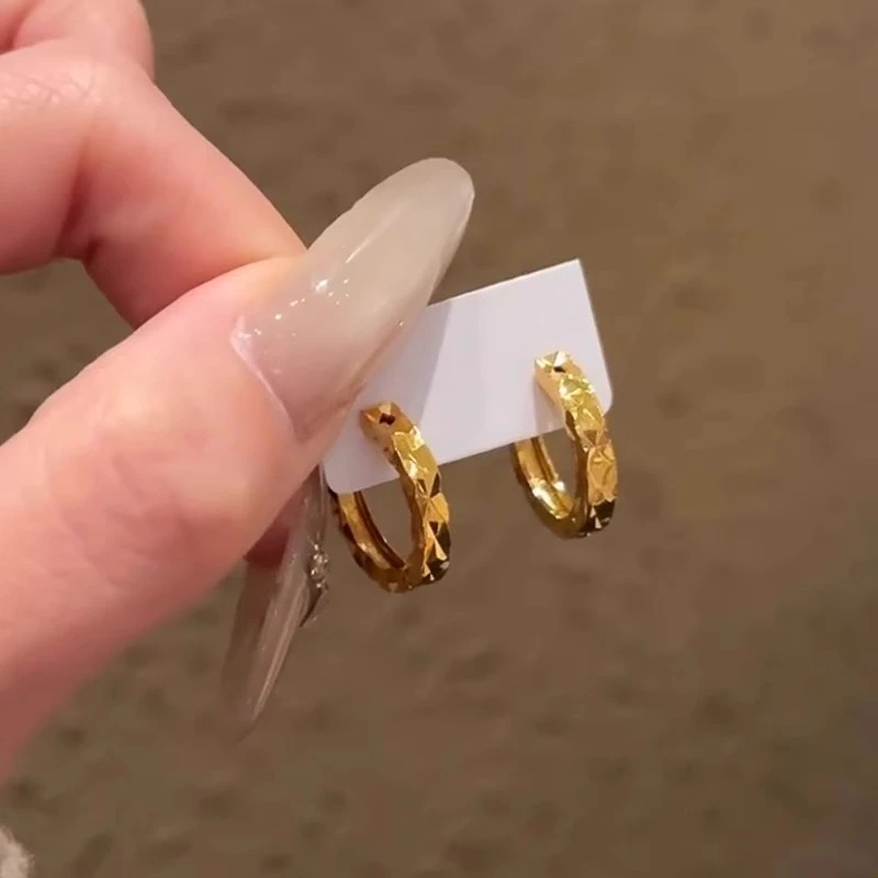 铜合金耳饰 金色碎冰冰耳环2025新款爆款高级感轻奢小众气质耳扣