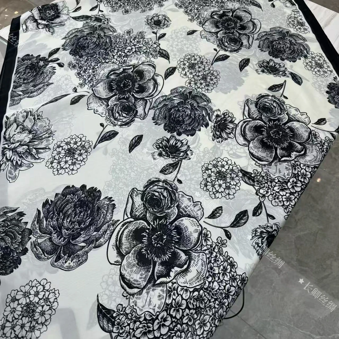 长卿【一城花开】高级百搭丽锦缎国风轻奢高定丝巾 80*180（S039）