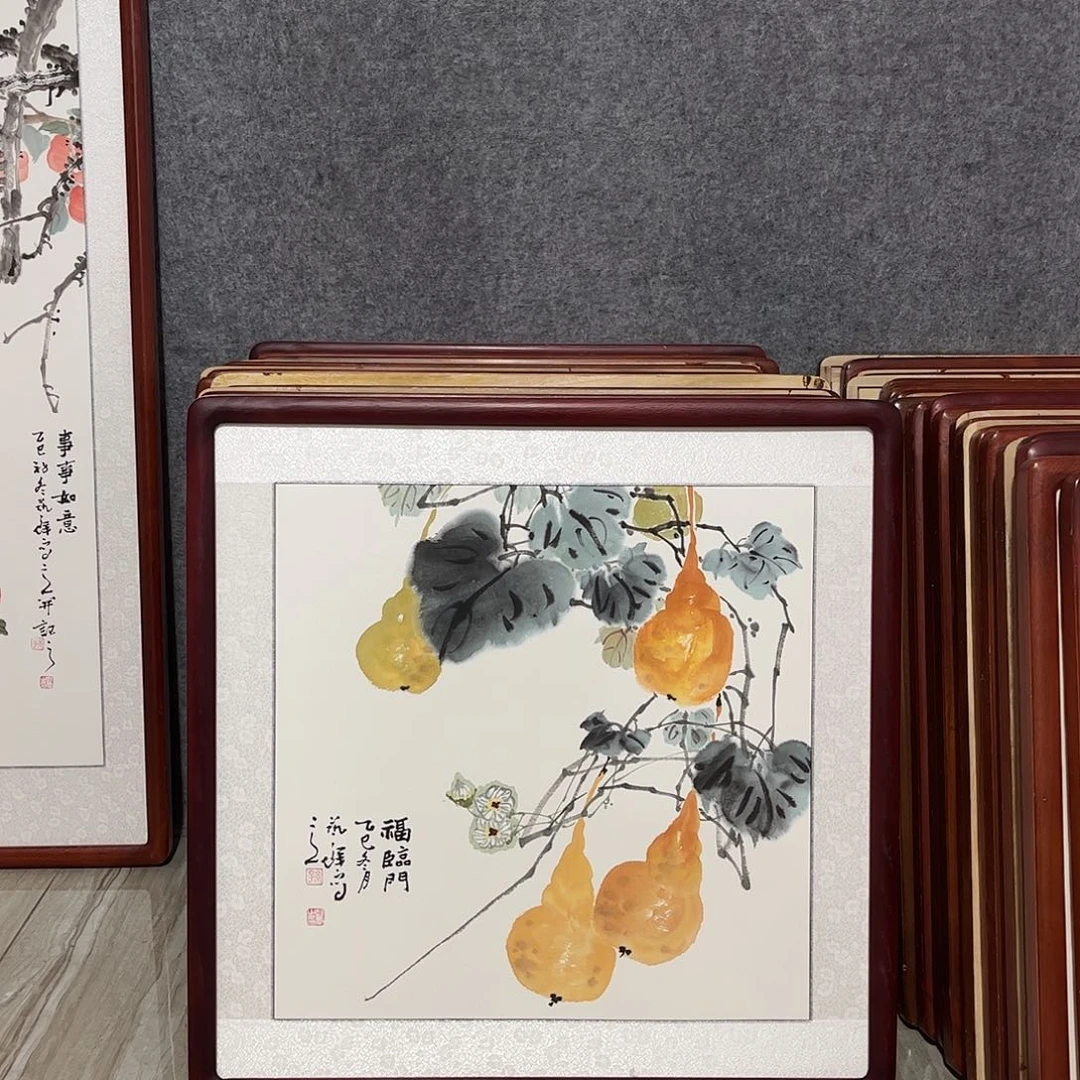 国画书画作品带框63×63