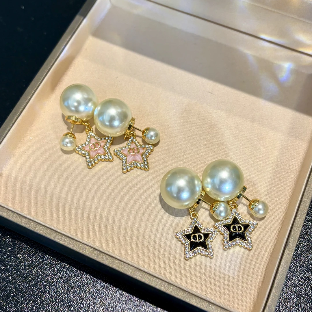 铜合金仿珍珠耳饰 B2099 26版鼎新 五角星贝珠耳环