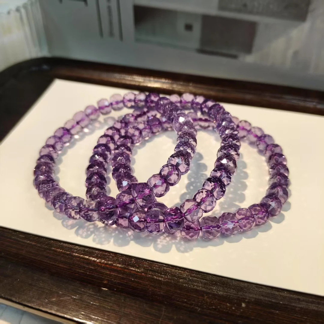 【书记甄选】天然紫水晶刻面盘珠手链 多样性发一件 约7mm 6171CK