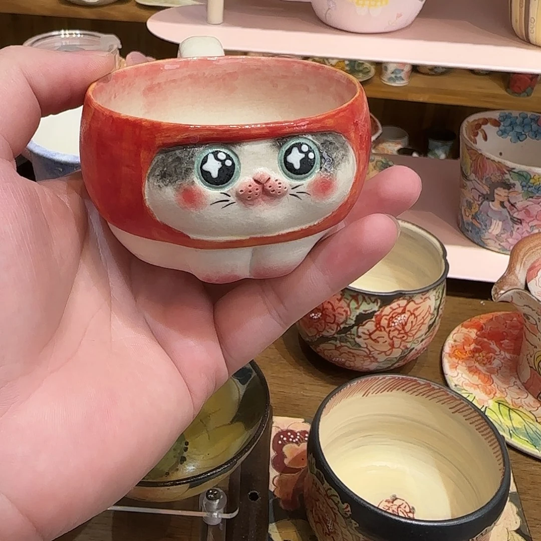 苹果小猫杯子好可爱