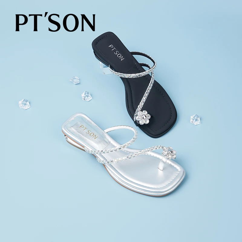 商场同款百田森凉拖鞋女2025新款拖鞋女夏外穿绝美小凉拖水晶拖鞋