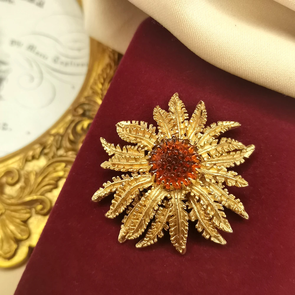 sarahcov书本款金色葵花胸针[2501203-027]
