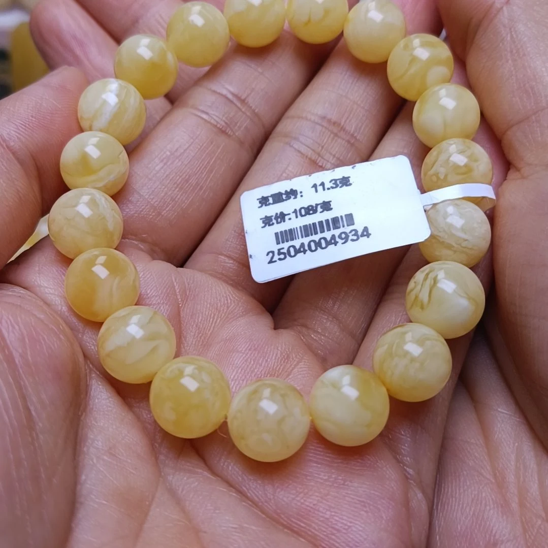 未镶嵌蜜蜡手串10+圆珠手串