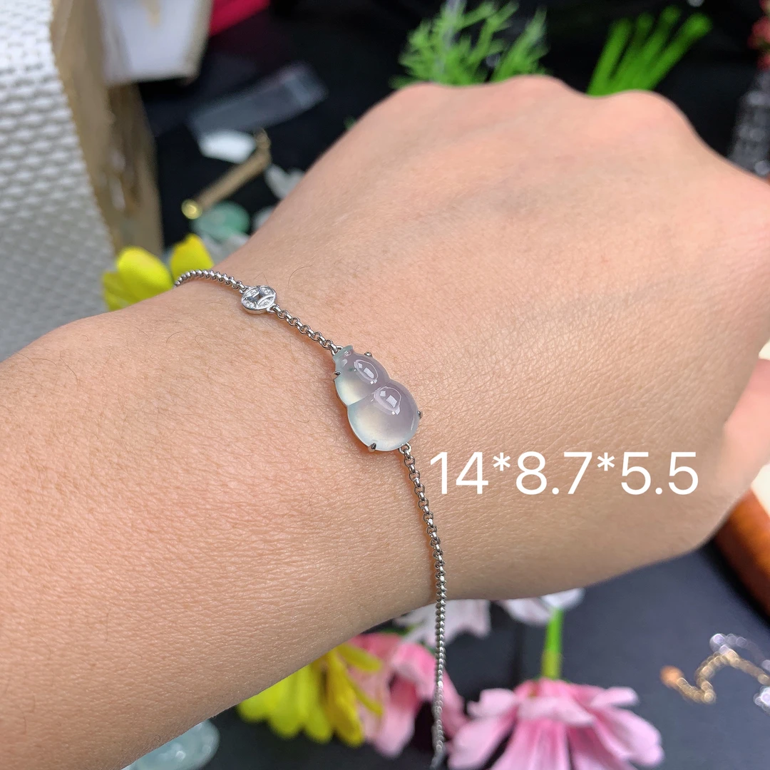 缅甸翡翠A货冰种葫芦手链满水润百搭精冰精玉美妈妈妈妈精致百搭