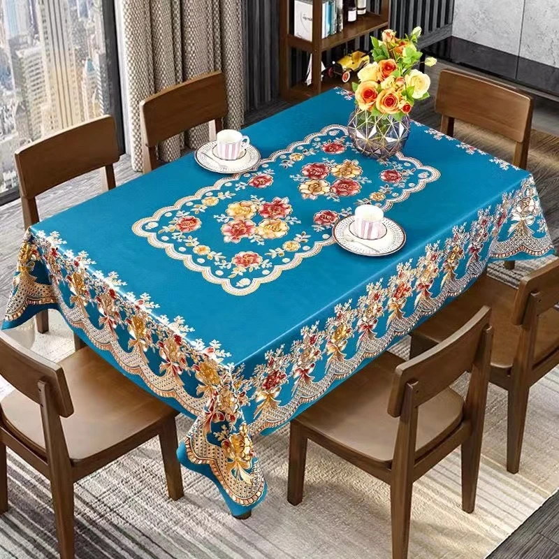 精雕对花家用桌布防水防油桌布防烫PVC茶几布长方形台布免洗防尘