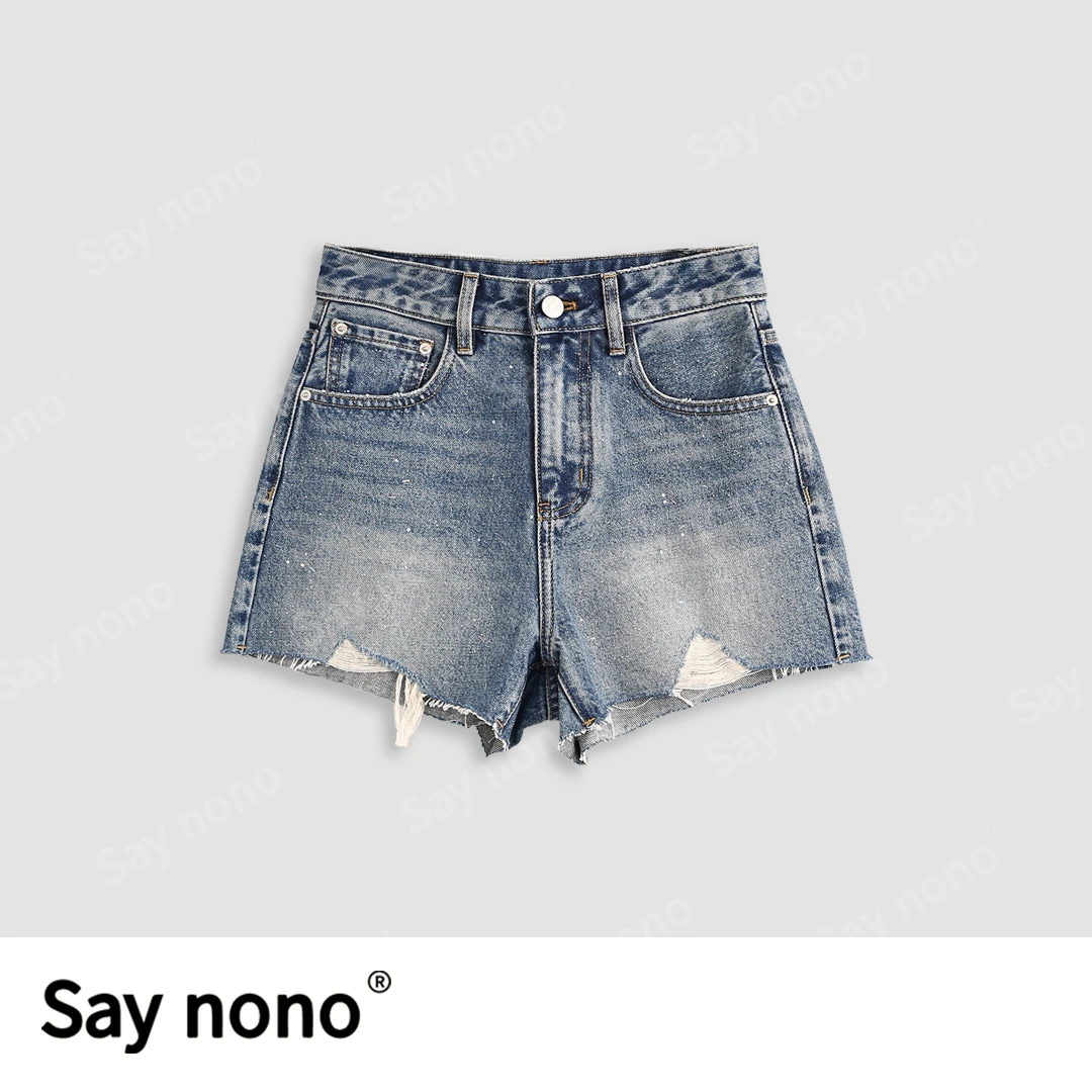 懒猫nono│Saynono 高腰简约百搭牛仔短裤/RCu8125