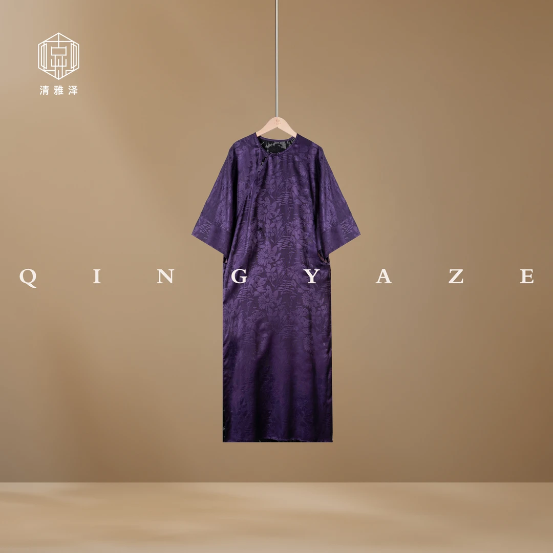 古典紫云！人丝提花新中式连衣裙！GZ6123