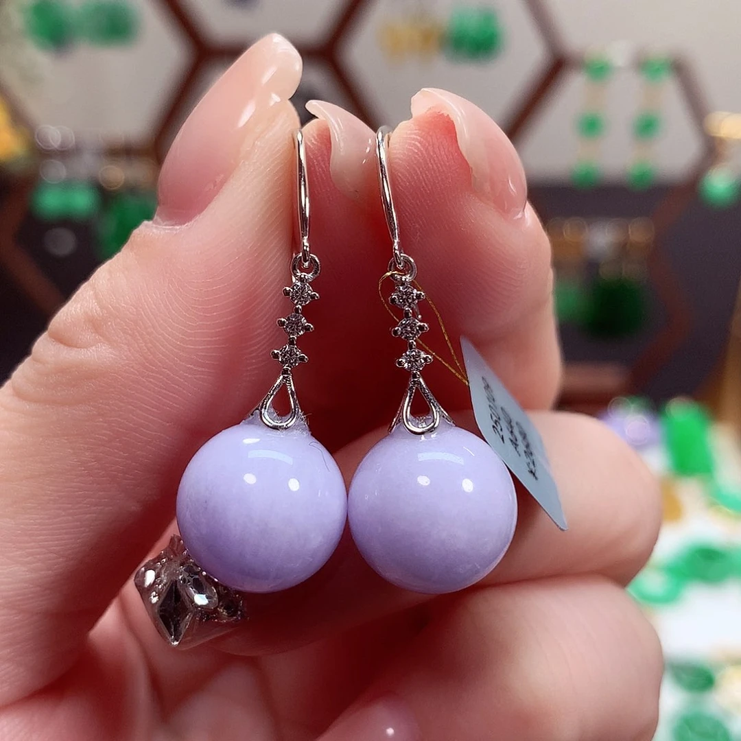 翡翠耳饰18K金镶嵌天然翡翠