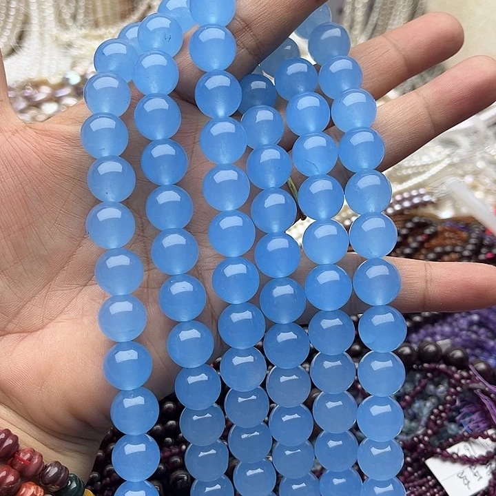 玛瑙/玉髓未镶嵌珠宝半成品一条12mm左右海蓝宝