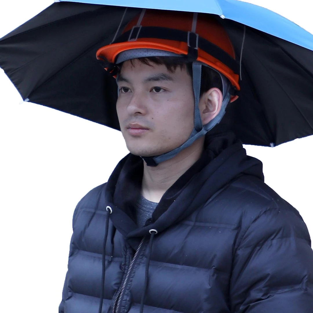 W套在安全帽上的伞遮阳帽工地雨帽子透气施工遮阳板大帽