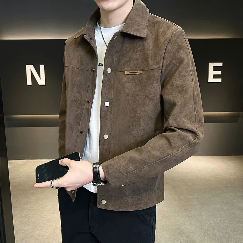 费维莫尔春秋季男士2025新款痞帅潮牌高级感翻领休闲夹克男款外套