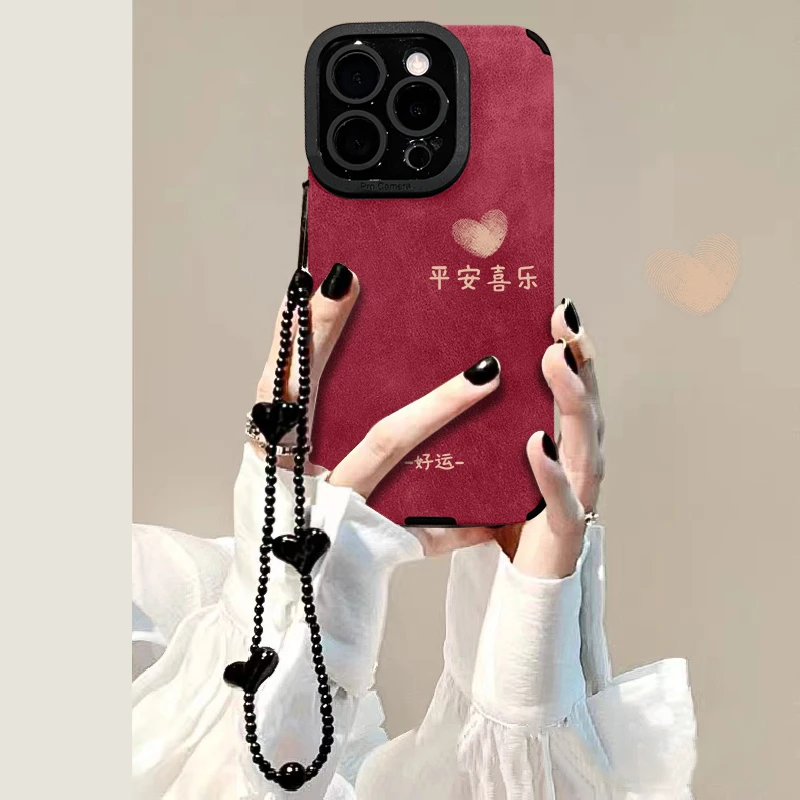 好运诸事皆顺适用苹果15华为vivo/oppo小米iPhone16翻毛皮手机壳