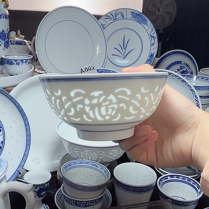 碗双线雕塑福字五寸饭碗