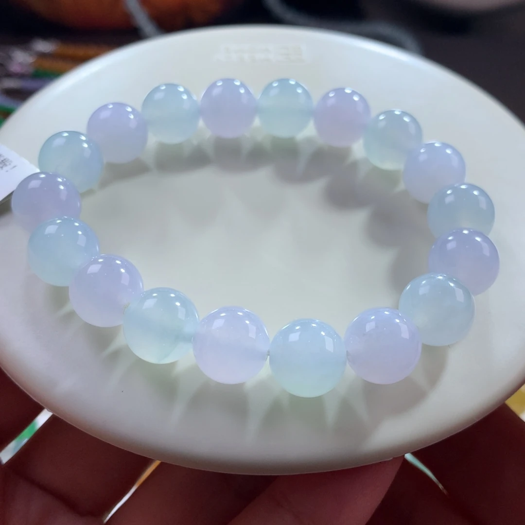 翡翠未镶嵌手链翡翠冰胶底宠粉大漏•梦幻仙紫淡色多宝卡11+