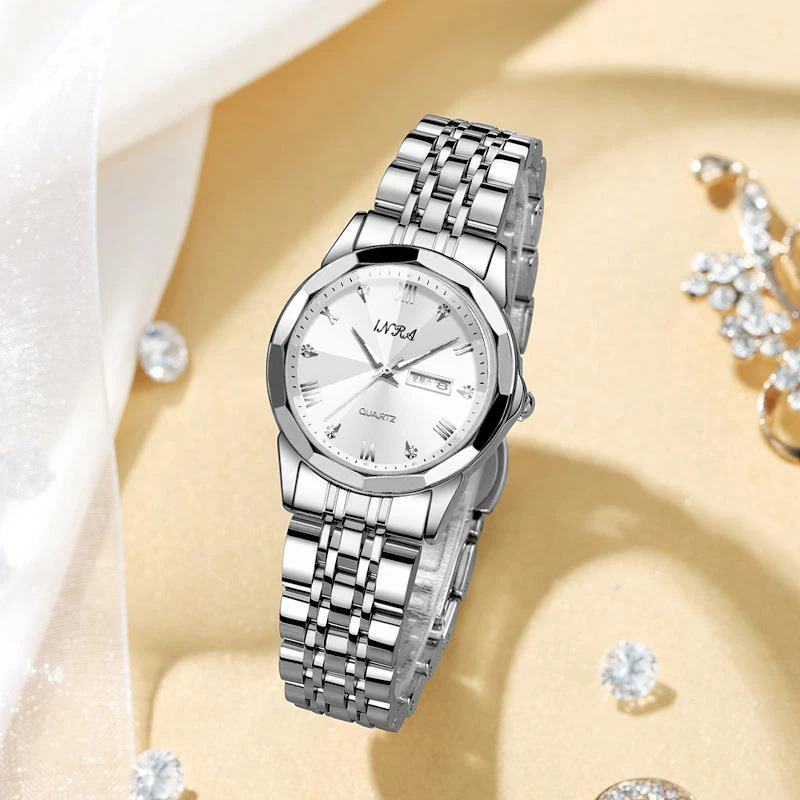 时尚经典多功能女神腕表双日历白面 58163 -H