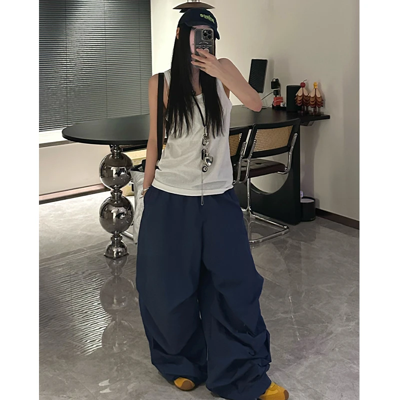 Two Million/慵懒松弛套装 无袖背心T恤女褶皱伞兵裤阔腿裤两件套