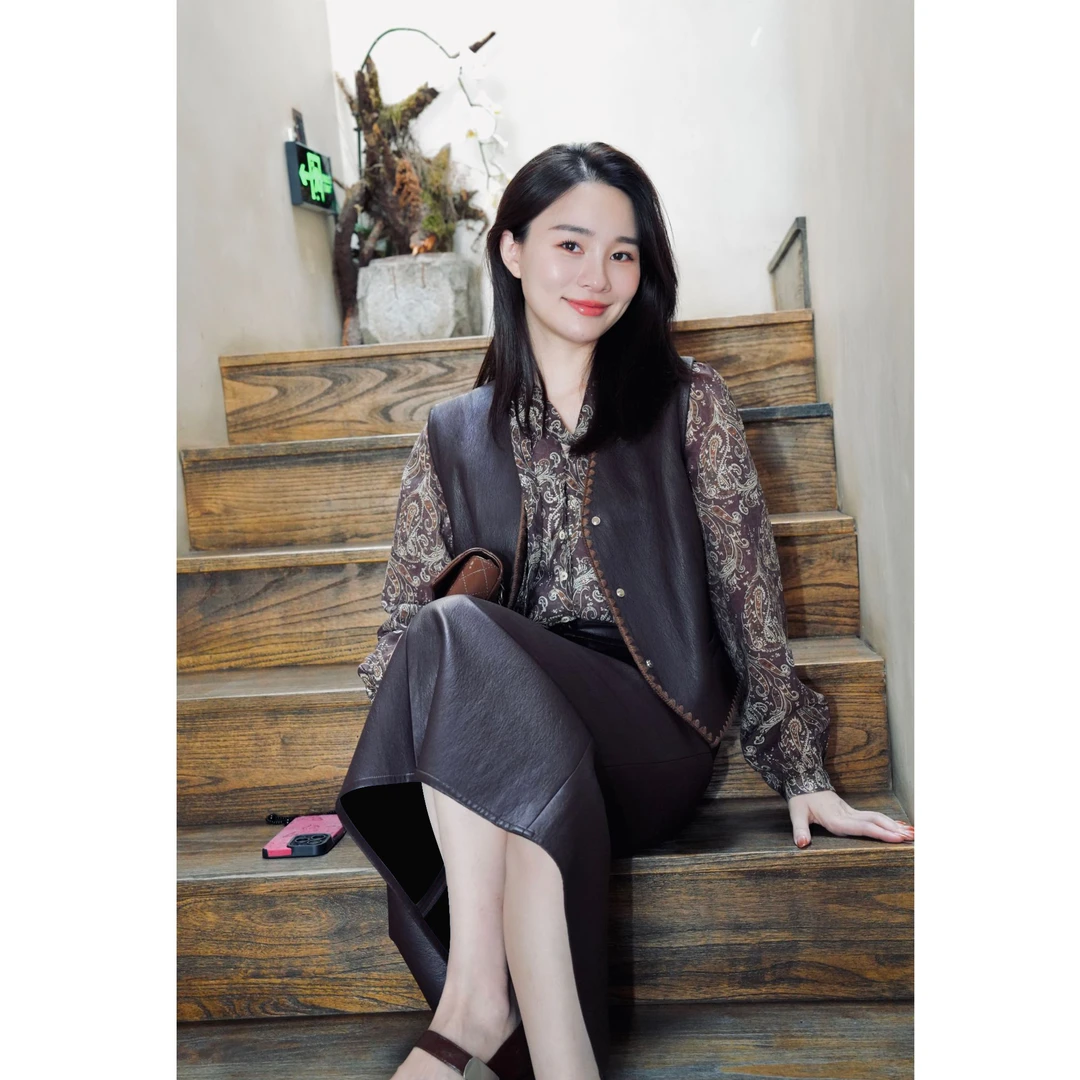 HELA AOMI“秋日邂逅”精致裁剪 西部野性哑光花边复古套装