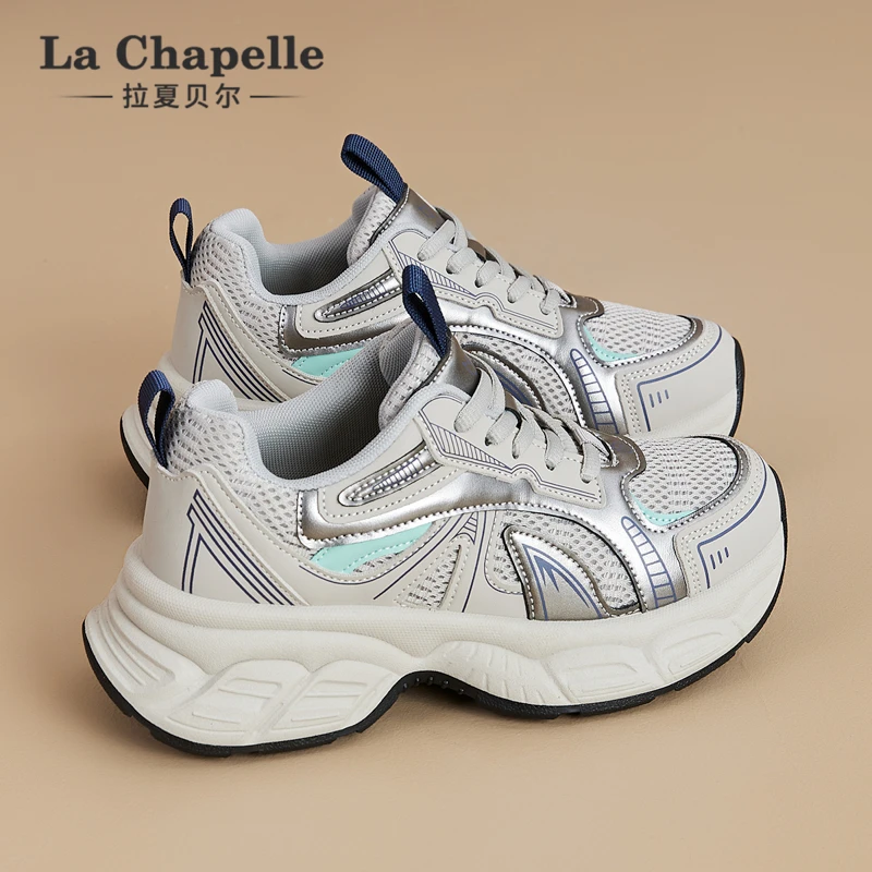 拉夏贝尔女老爹鞋爆款2025冬季新款百搭小众厚底休闲软底轻便潮鞋