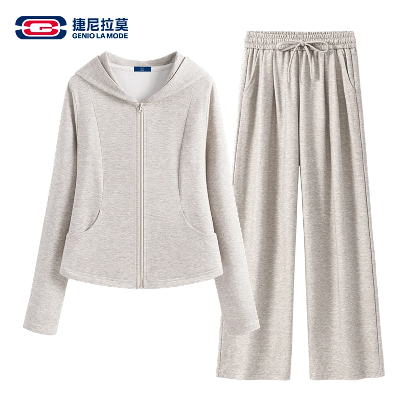【敖瑞鹏代言】捷尼拉莫两件套女生韩系慵懒休闲卫衣阔腿裤时尚套装