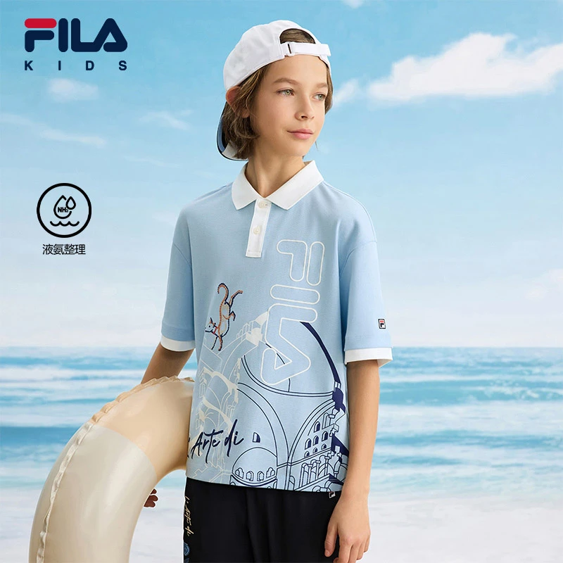【斐乐儿童】2025夏季新款中大童百搭运动针织短袖POLO衫K12B522104