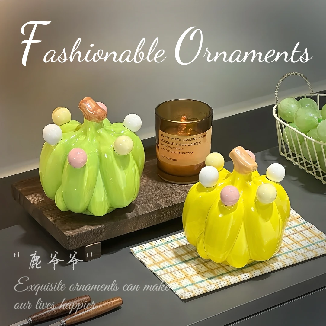 创意香蕉陶瓷不锈钢水果叉可爱水果叉套装家用收纳罐果签叉点心叉