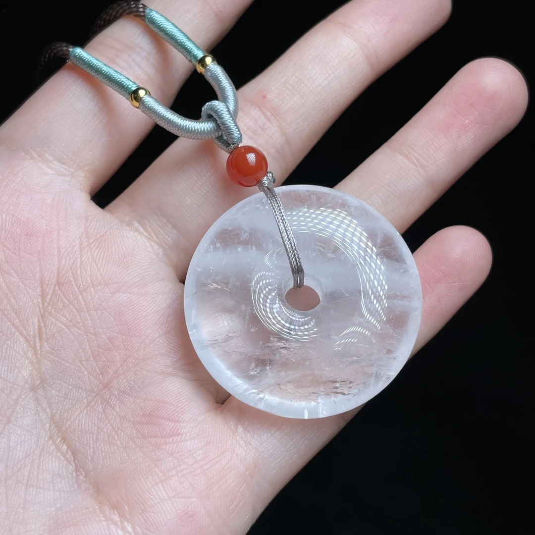 【玉氏珠宝】白水晶平安扣吊坠-约34*9mm CAN1320201