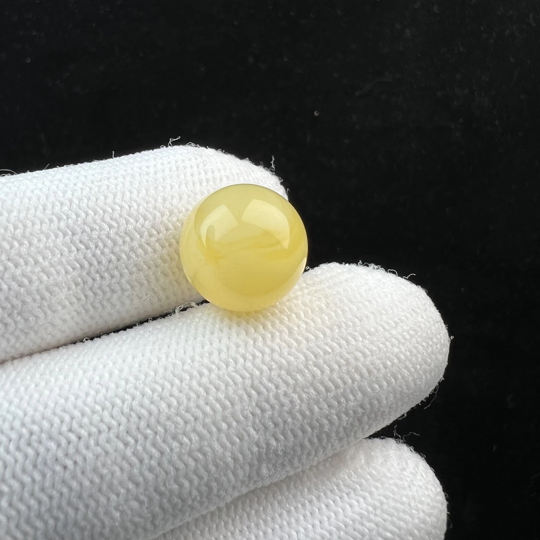 M1862天然蜜蜡 鸡油黄单珠 12.4mm 1.05克支持复检假一罚四