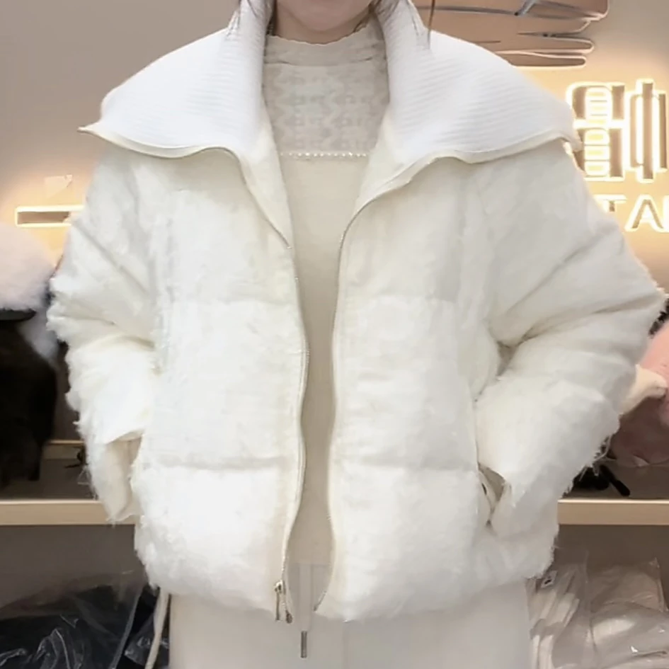 帽之都翻领毛边宽松外套68635