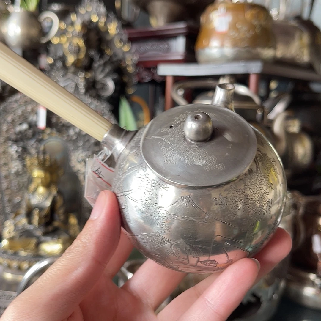 *****纯银名家作品侧把银壶
