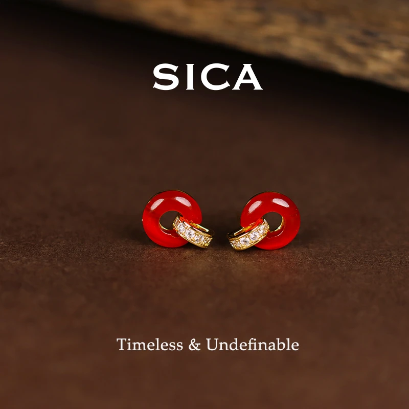 纯铜锆石耳饰 EH151【绯月鎏光】法式轻奢经典复古小众个性百搭耳钉